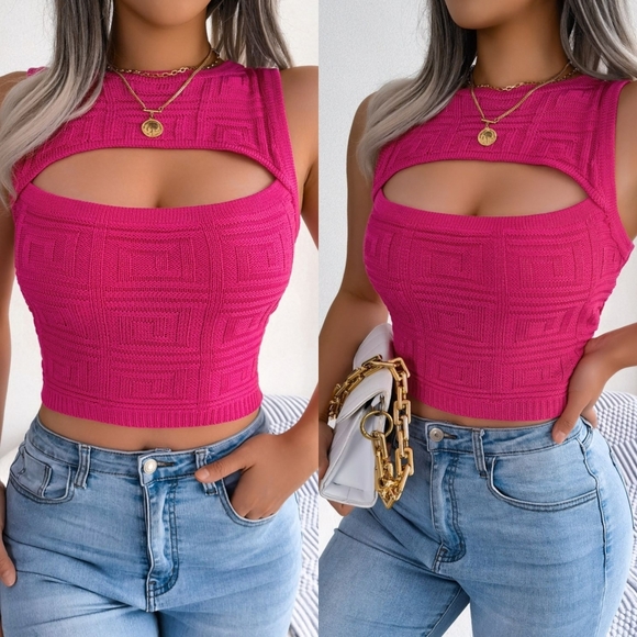 Peakaboo Sleeveless Knit Top - Picture 1 of 4